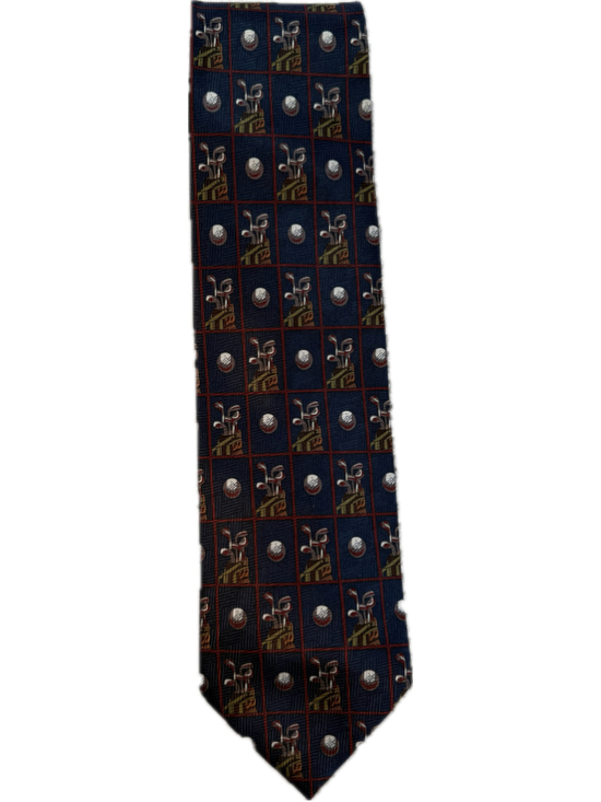 Sky Bend Country Club Other - Sky Bend Country Club Golf Clubs & Golf Ball Silk Necktie Navy Red Novelty 3.5”